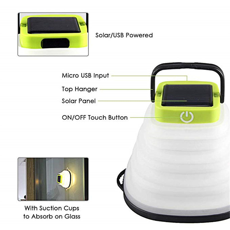 Collapsible Camping Light IP68 Waterproof Solar Foldable Lantern