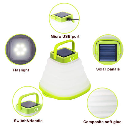 Collapsible Camping Light IP68 Waterproof Solar Foldable Lantern