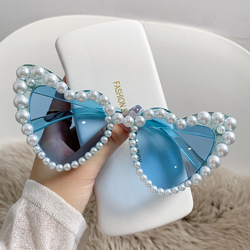 Big Frame Heart-shaped Pearl Sunglasses